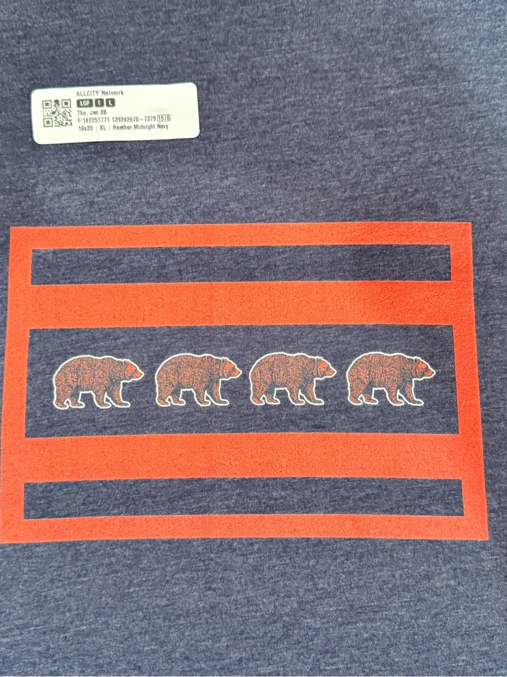 All City Chicago Football Graphic Tee - Orange Bear Stripe (XL) NWT